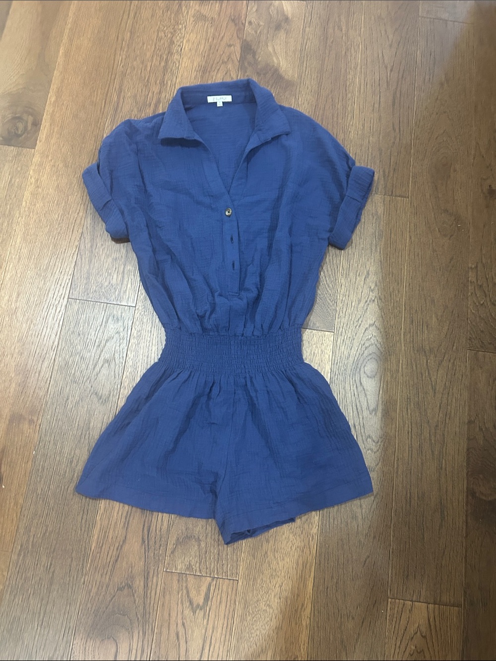 Z Supply Navy Button-Front Gauze Shirt